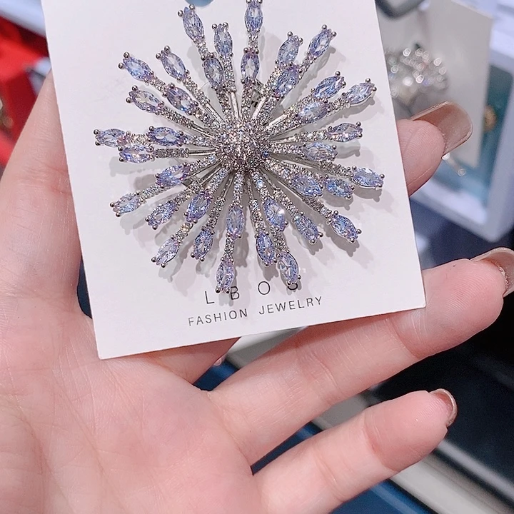 锆石铜合金烟花胸针 紫色
