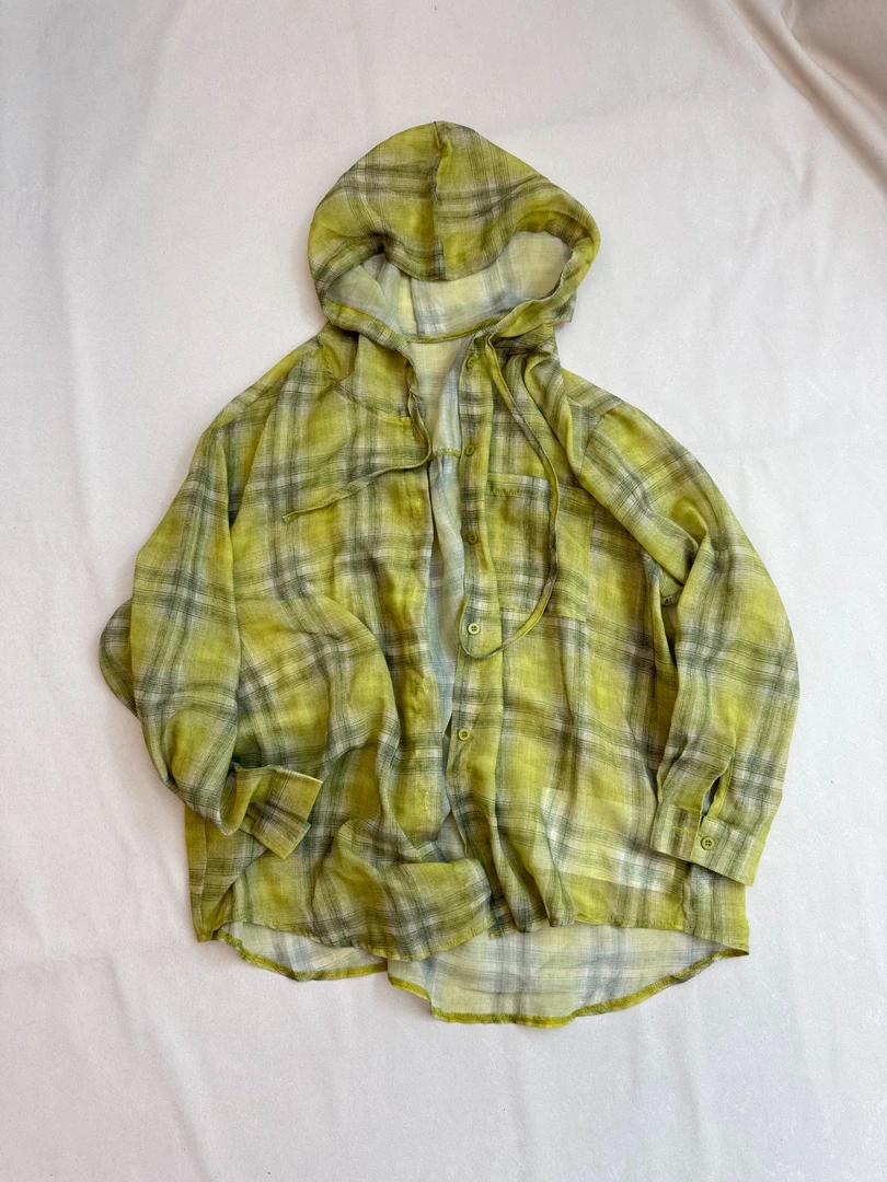 [王大一]257夏季新款连帽设计格子防晒衣