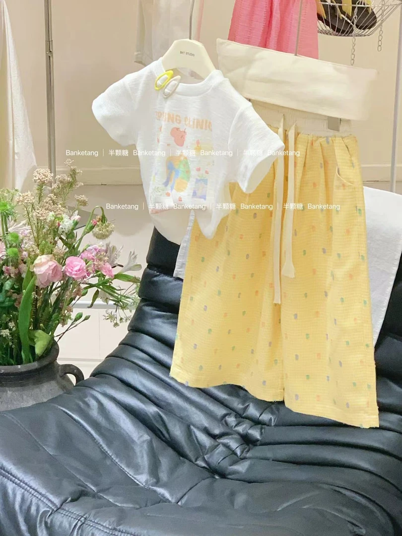 现货  女童卡通印花短袖T恤2025夏季新款韩版童装宝宝短款上衣