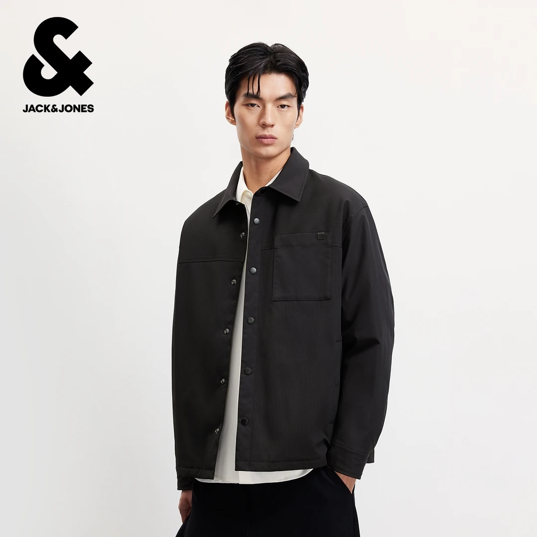 杰克琼斯秋冬款男士排骨羽绒服外套轻薄保暖翻领老钱风男装高级感