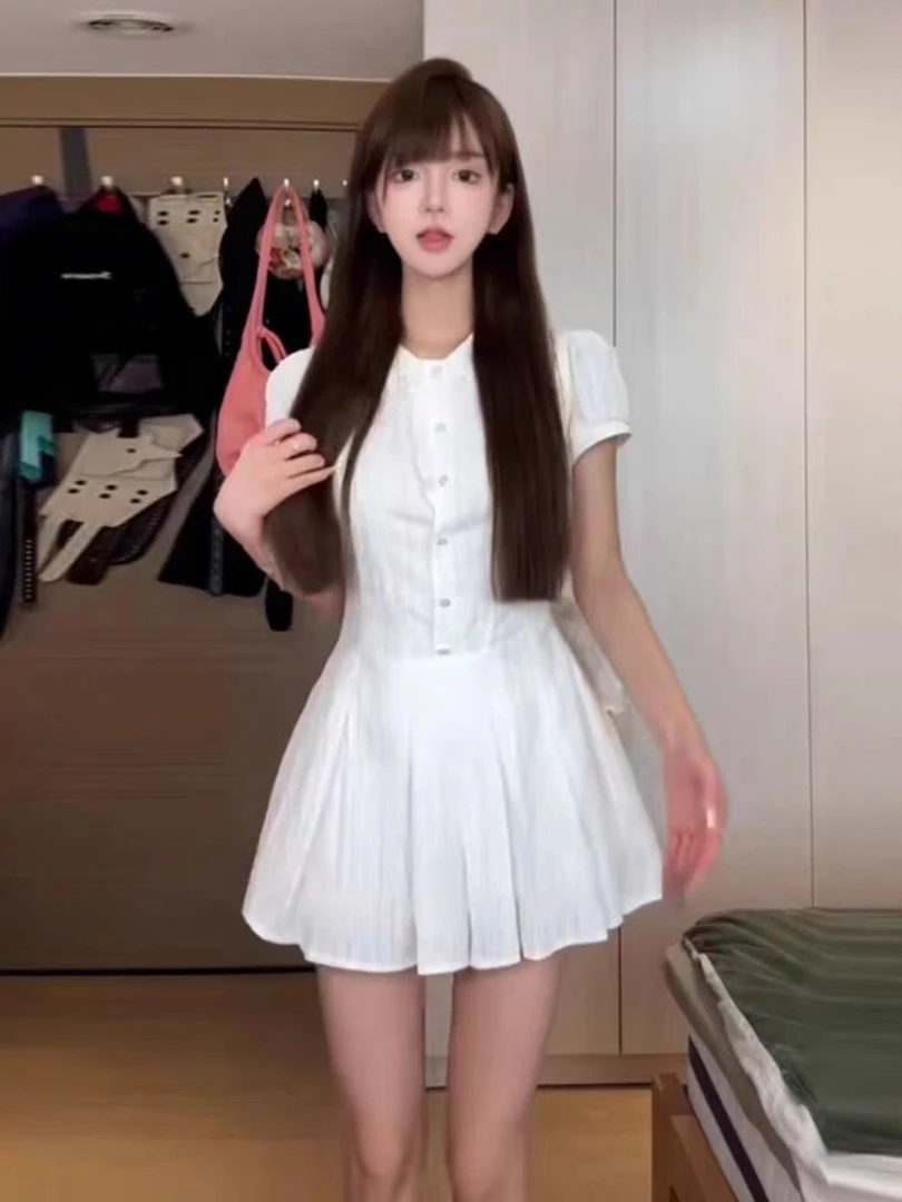 【8173夏季新款】时尚甜美气质收腰连衣裙短裤套装