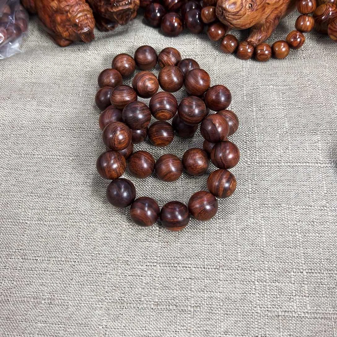 黄花梨/降香黄檀手串/手链20mm圆珠西部老料无胶无腊