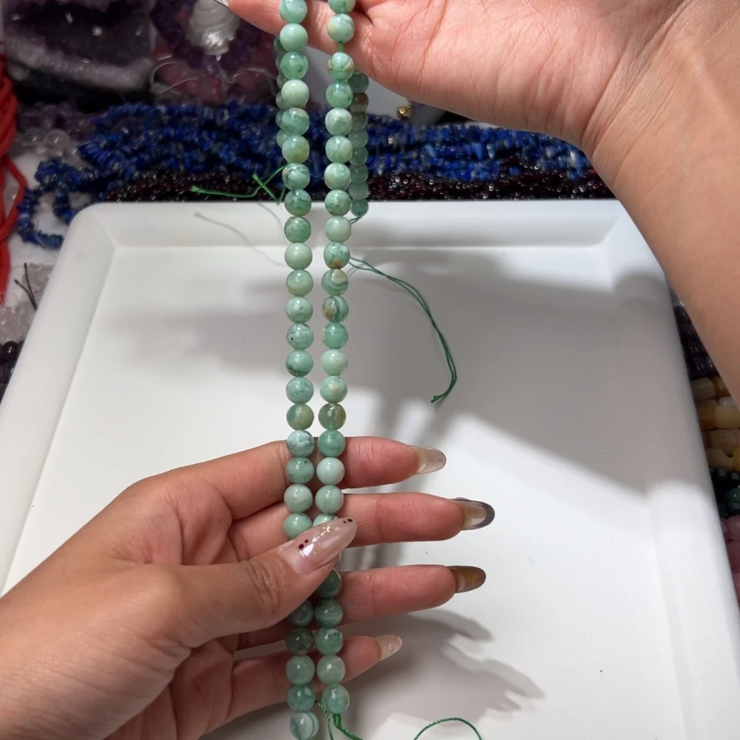 玛瑙/玉髓合金珠宝半成品Y518/方解石圆珠一条