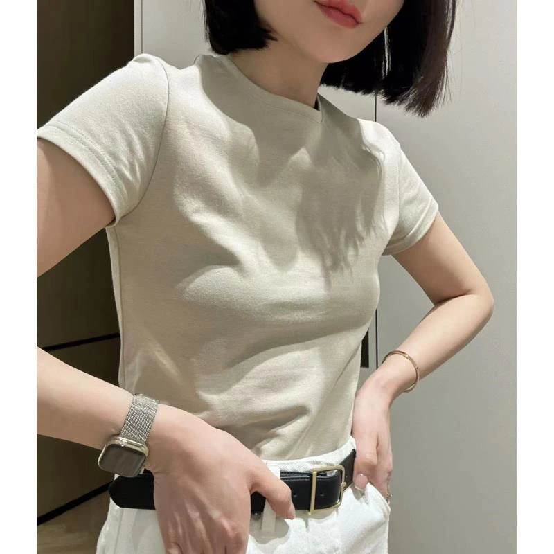 花间墅里| 气质叠加T恤 休闲百搭夏季圆领短款T恤女