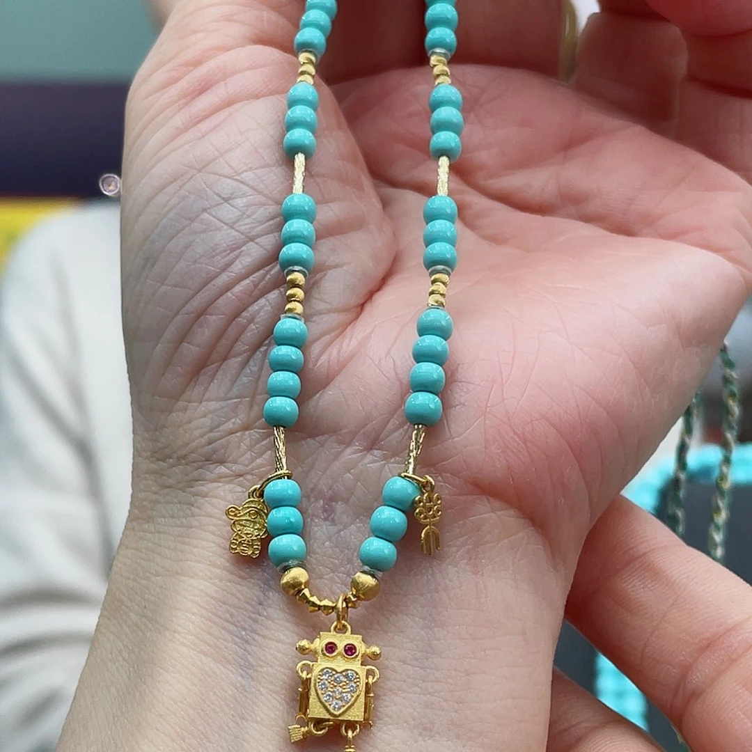 绿松石颈饰18K金镶嵌