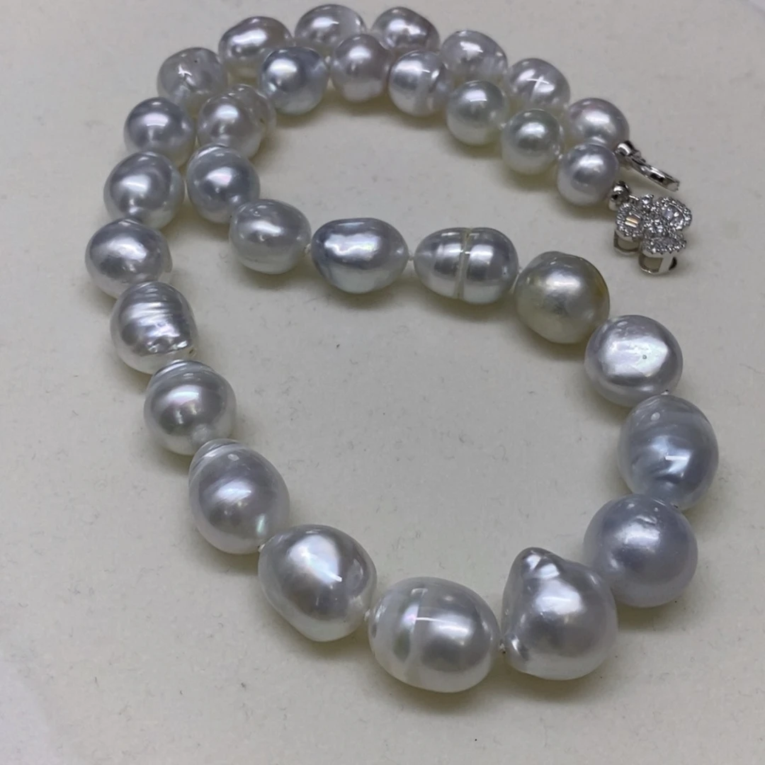 颈饰银S925镶嵌海水珍珠澳白项链9-13.5m m