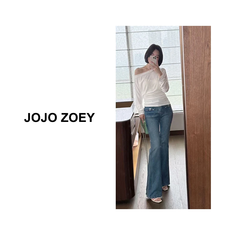 JOJO ZOEY【云絮折光】~不规则褶皱堆叠感斜肩显瘦上衣女cx-3763
