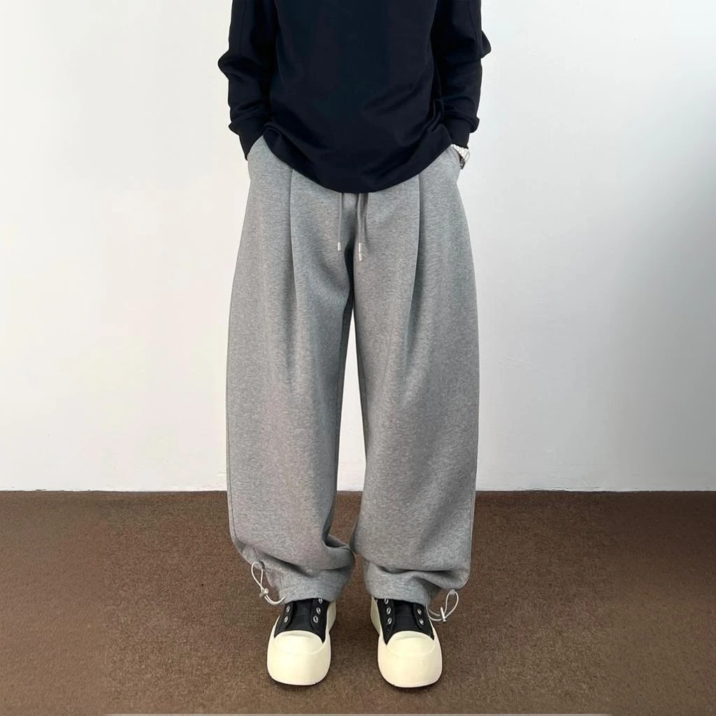 「松禾」秋季新品潮流纯色百搭休闲裤宽松长裤阔腿裤可抽绳束脚裤