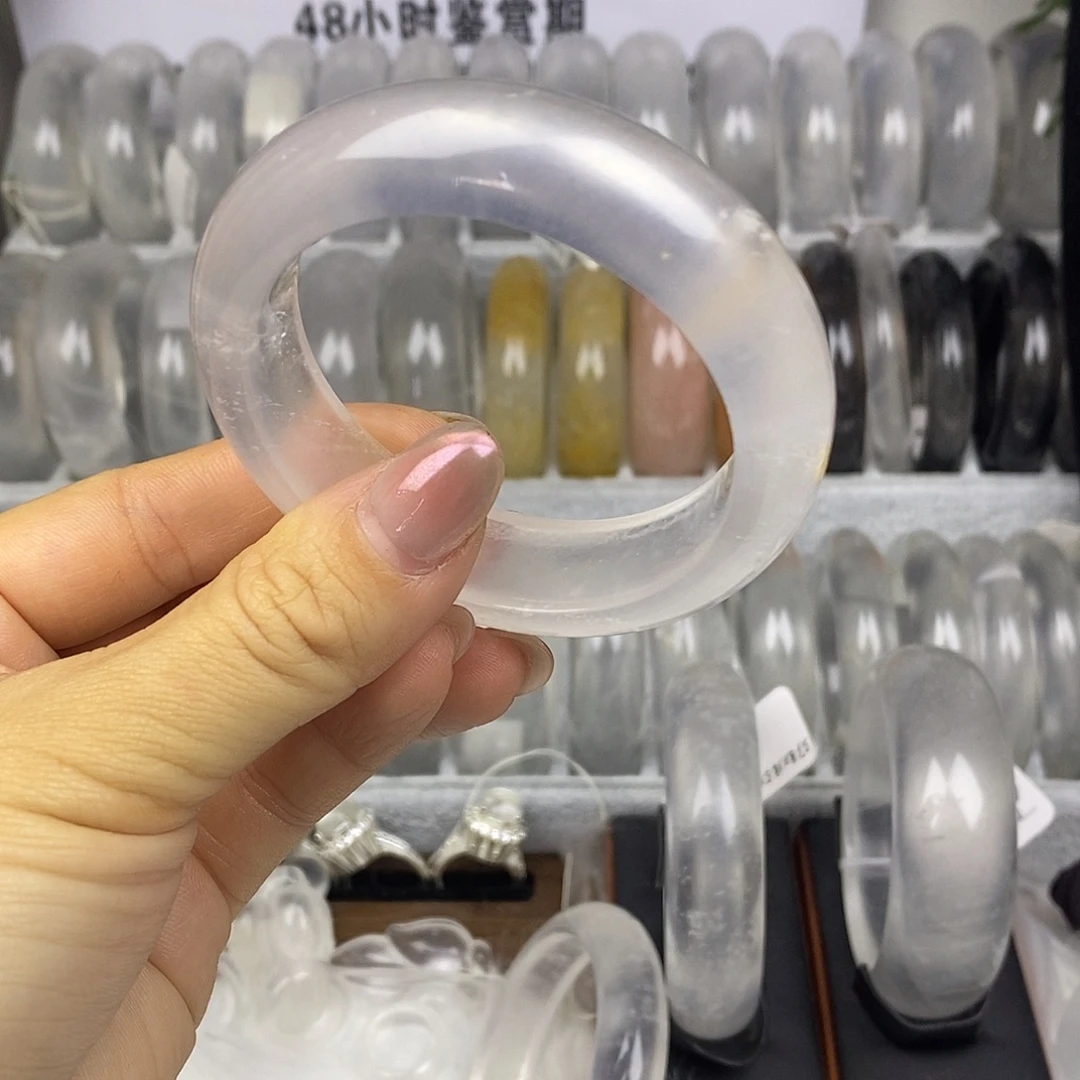 石英质玉未镶嵌手镯53白月光飘雪漏花微抠