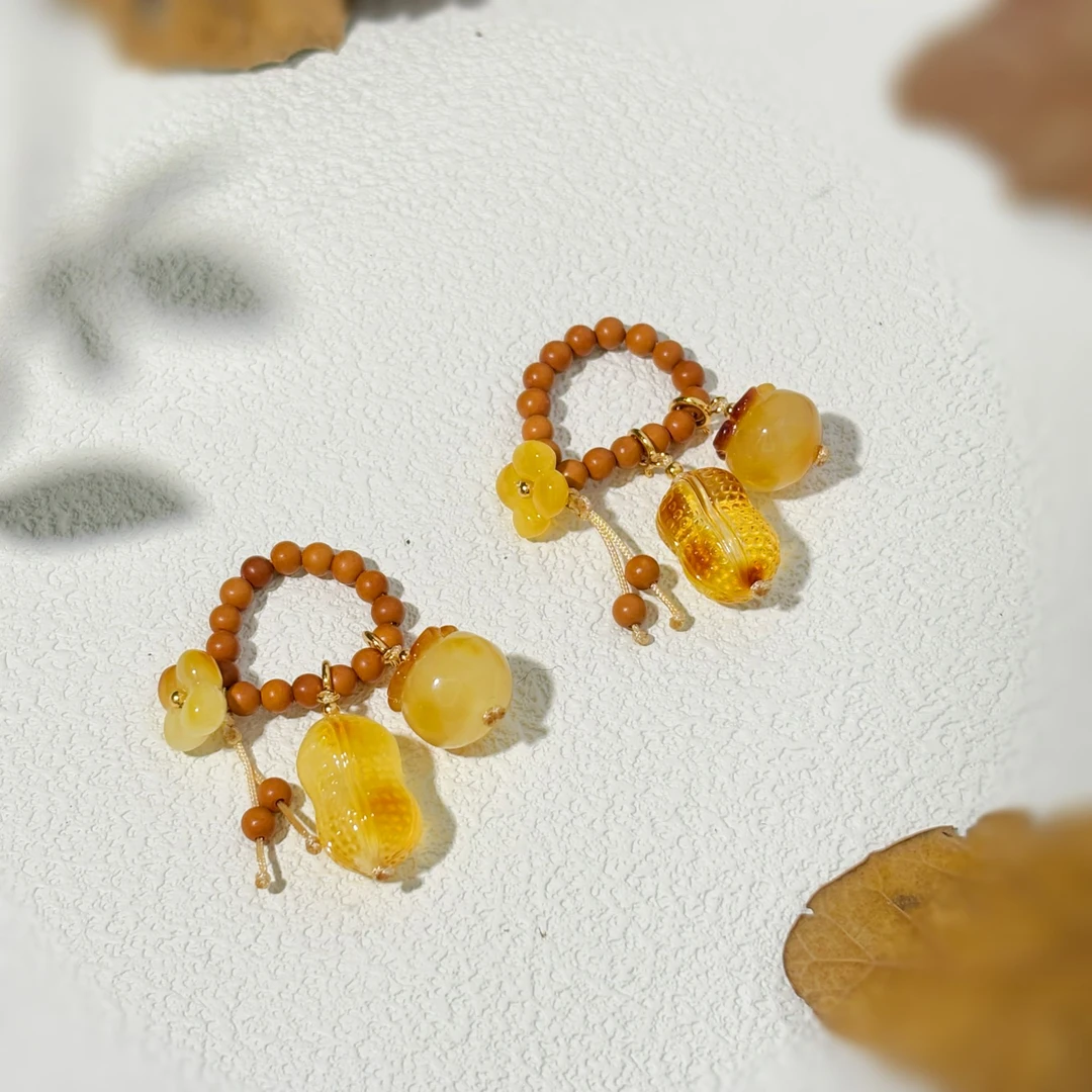 【好事发生】琥珀花花柿子文玩跑环.多样发其一（XT000628)