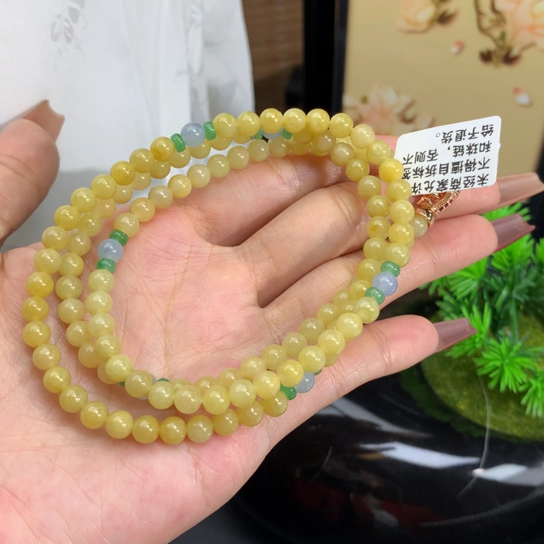 翡翠手链未镶嵌卡5.2黄翡项链