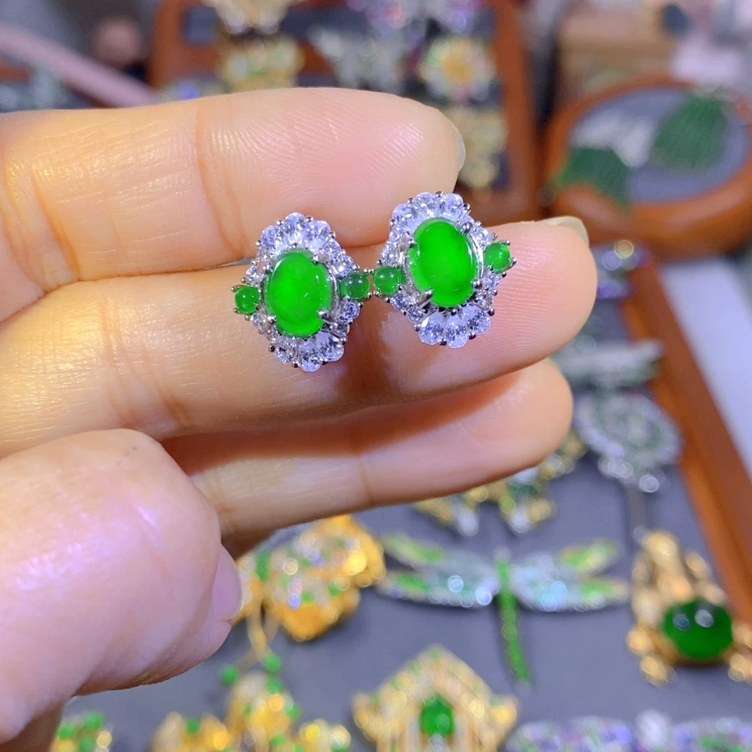 颈饰银S925镶嵌翡翠