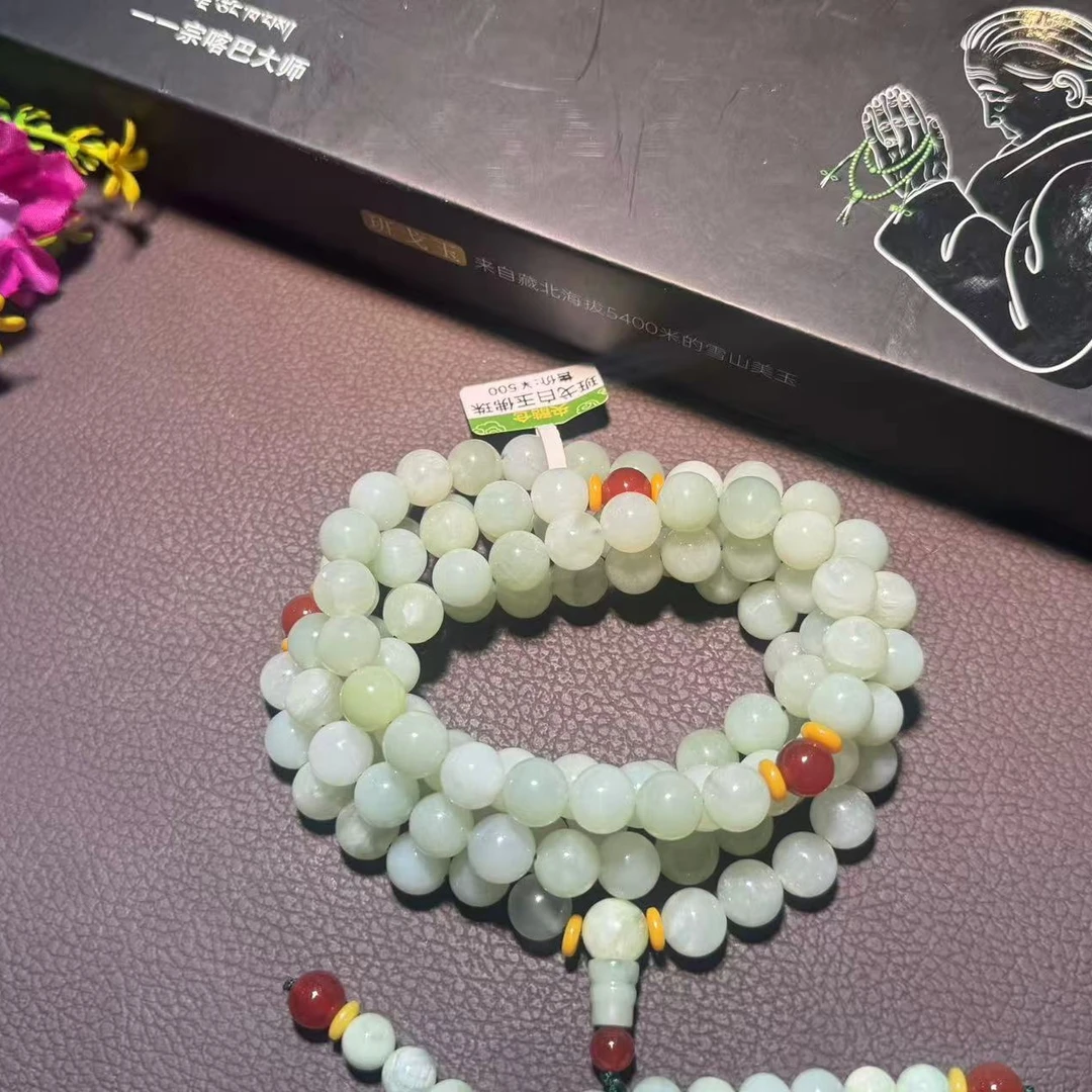 非金属棉绳项链 班戈玉佛珠108颗