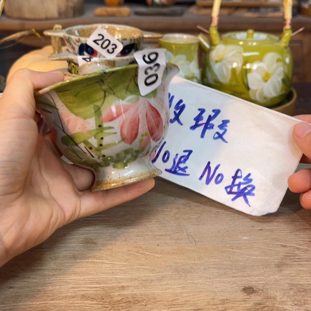 壶素浅陶瓷手工手绘