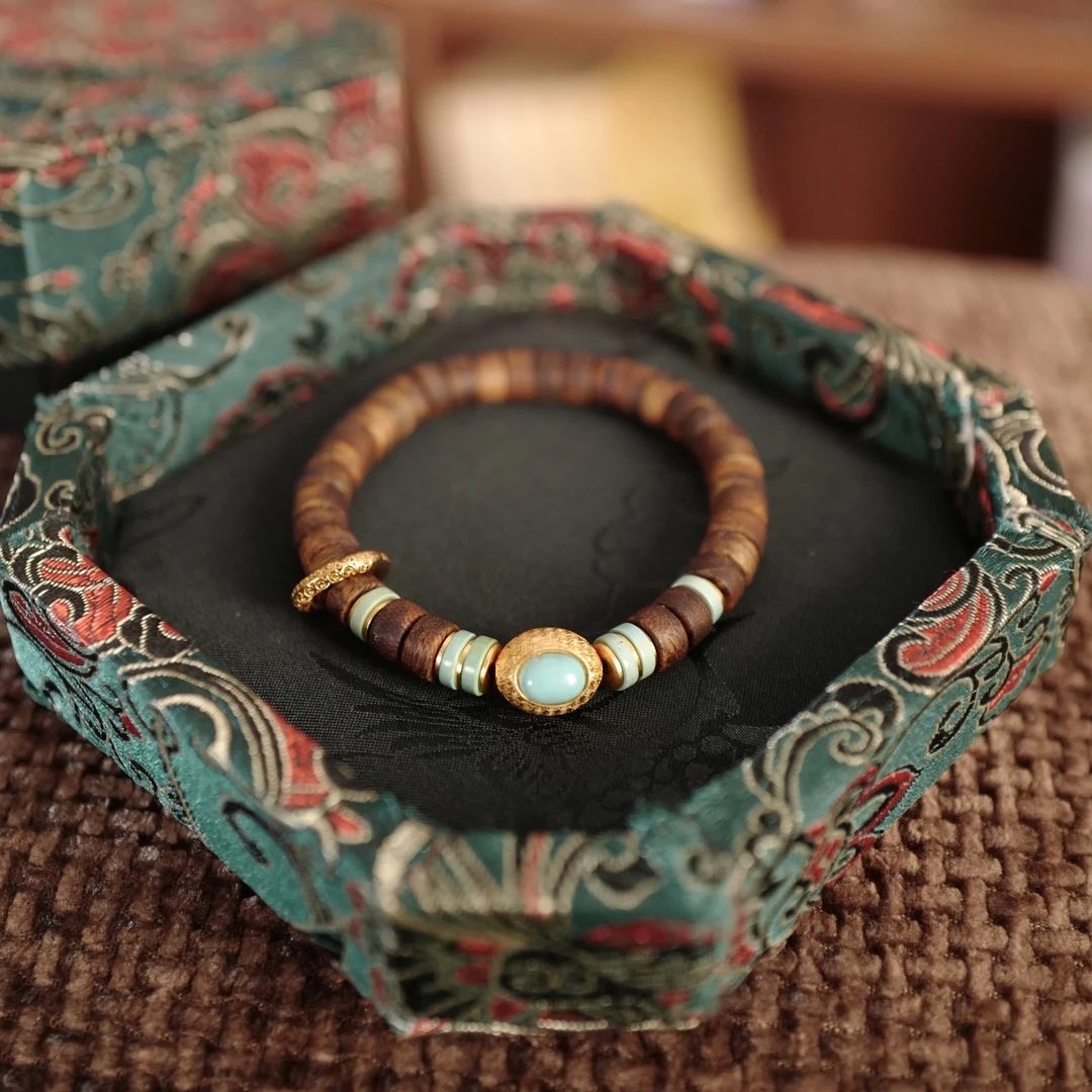 沉香奇楠沉香片片珠跑环单圈手串 三 XK25415