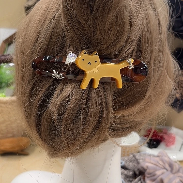 布艺非金属咖色小猫懒人夹