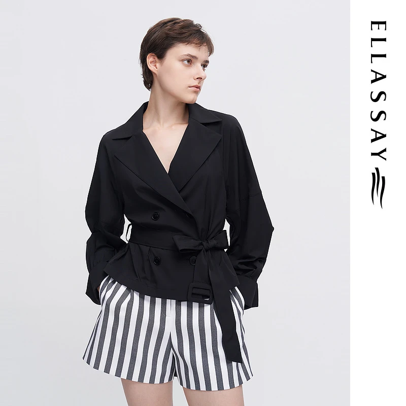 【粉丝专享】ELLASSAY歌力思系带短款风衣EWE341F01000