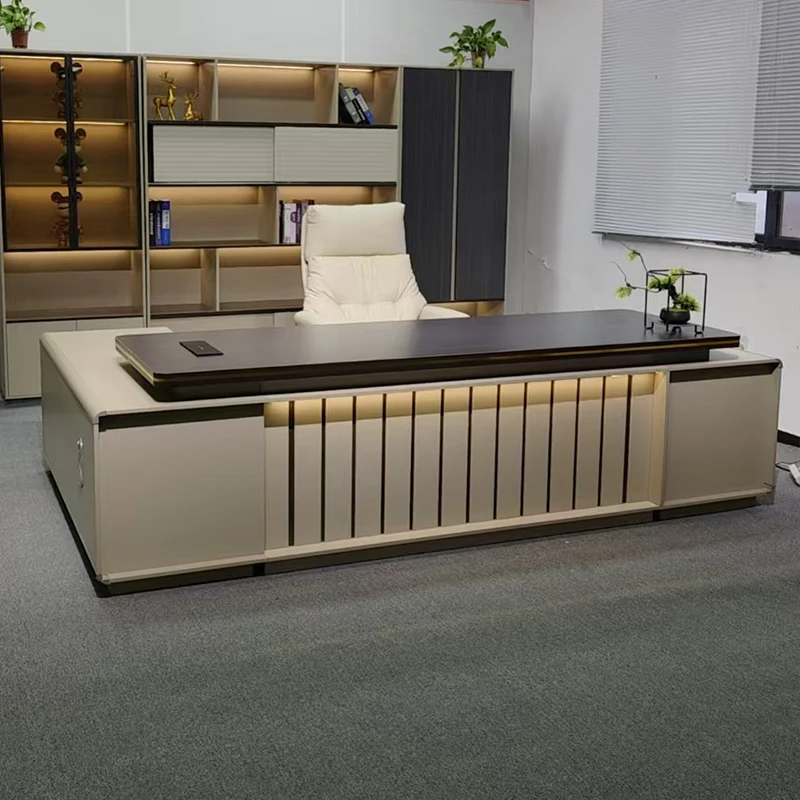 轻奢领导办公室家具大班台总裁桌椅办公桌椅全套全套办公桌老板