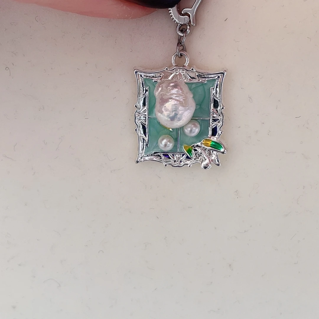 淡水珍珠吊坠(不含链)合金玫瑰花万能扣