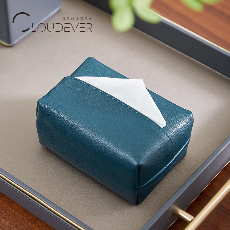 迷你真皮纸巾盒牛皮质餐巾纸收纳袋创意餐厅卧室抽纸车载抽纸盒