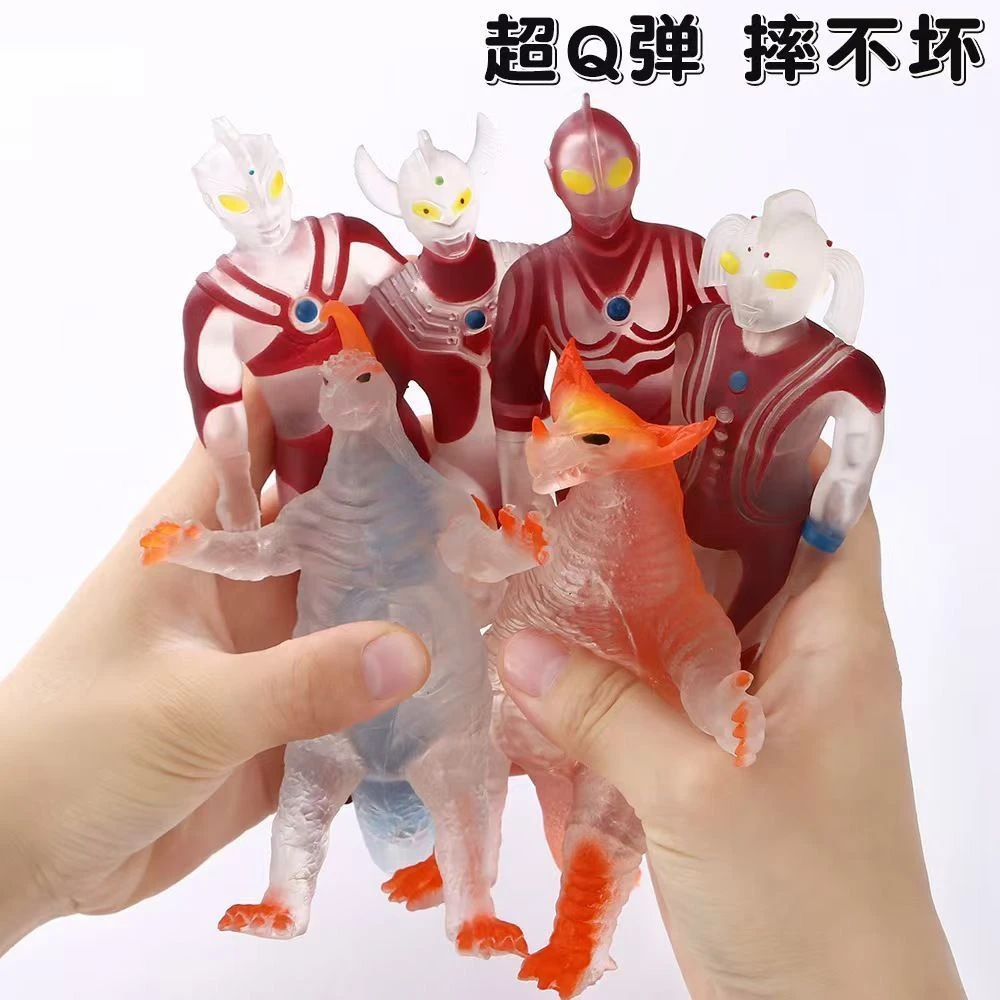 正版奥特曼弹力拉伸TPR软胶人偶拉拉乐温度变色初代泰罗怪兽