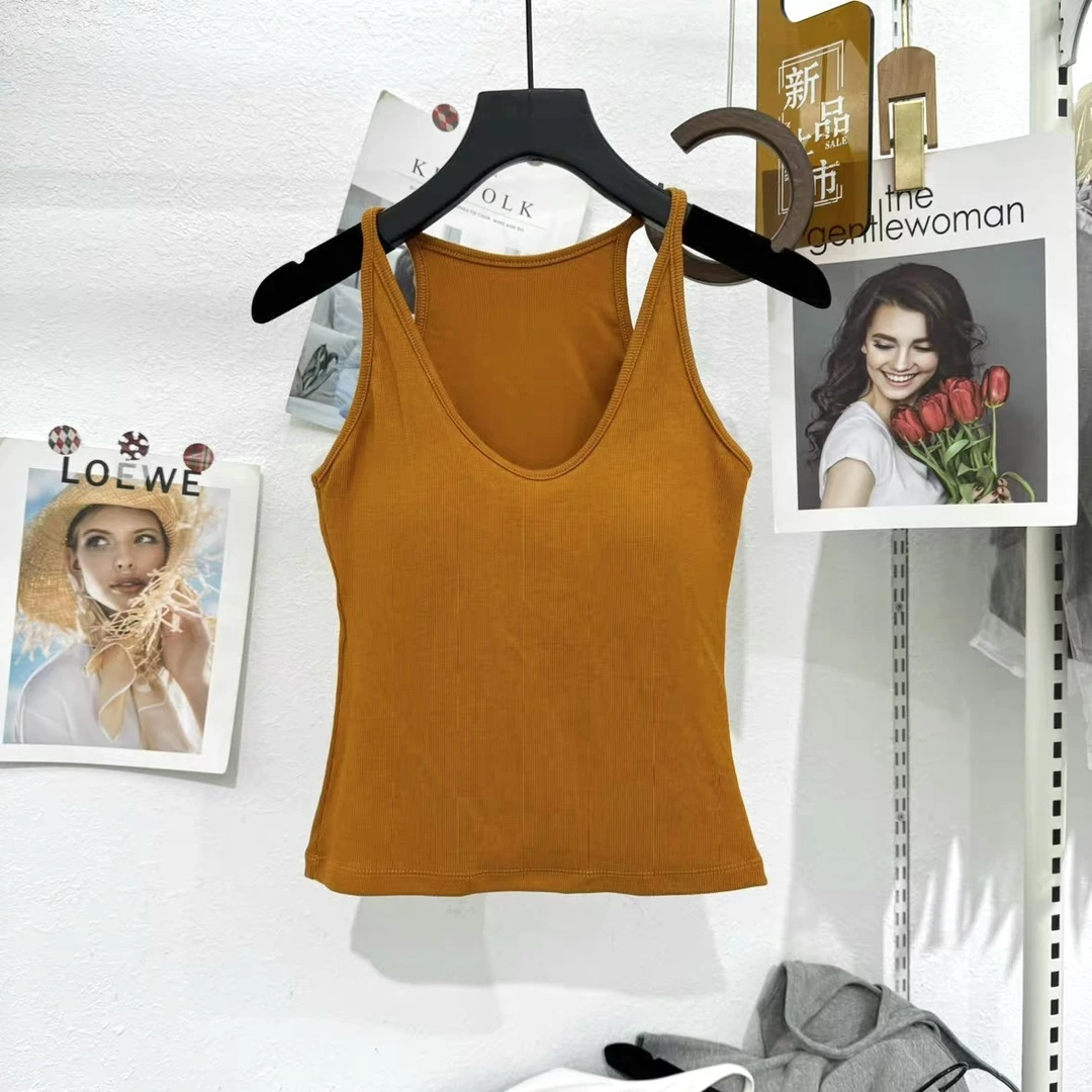 〖甜心教主〗2025年秋冬新款辣妹针织吊带背心带胸垫打底可外穿美背