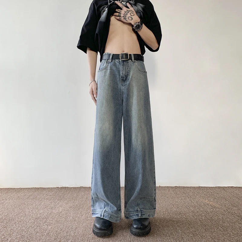 2025 倒穿牛仔裤四季通用直筒裤子美式宽松高街休闲裤百搭ins高腰