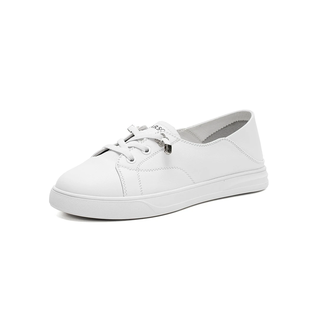 Harson/哈森平底运动小白鞋舒适圆头休闲鞋女百搭板鞋女HWC240128