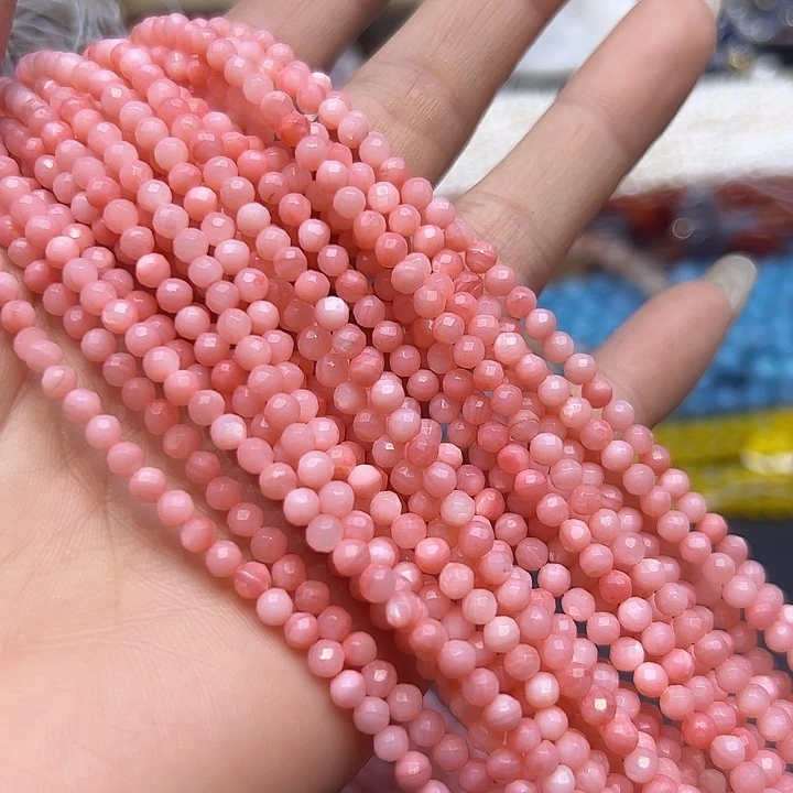 玛瑙/玉髓未镶嵌珠宝半成品T537  4m珍珠母贝刻面两条