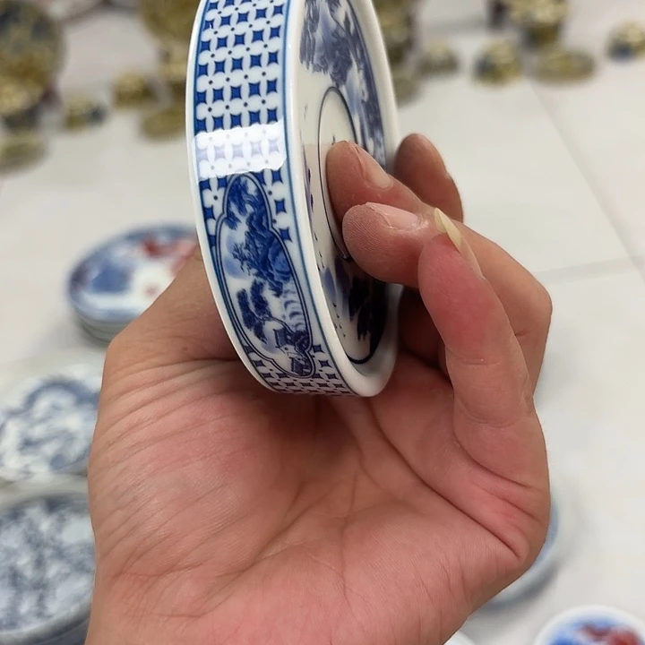 瓷片青花山水杯垫景德镇