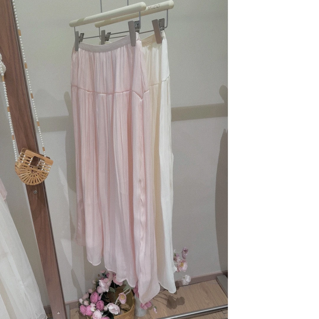 【X.MO】K205显瘦遮胯绝美仙仙闪光丝长裙温柔气质半身裙