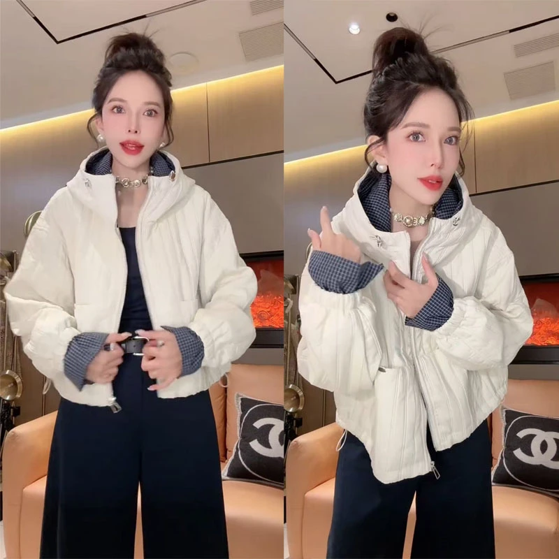 高级感棉衣外套女2025秋冬新款宽松显瘦夹棉连帽百搭薄款棉服上衣