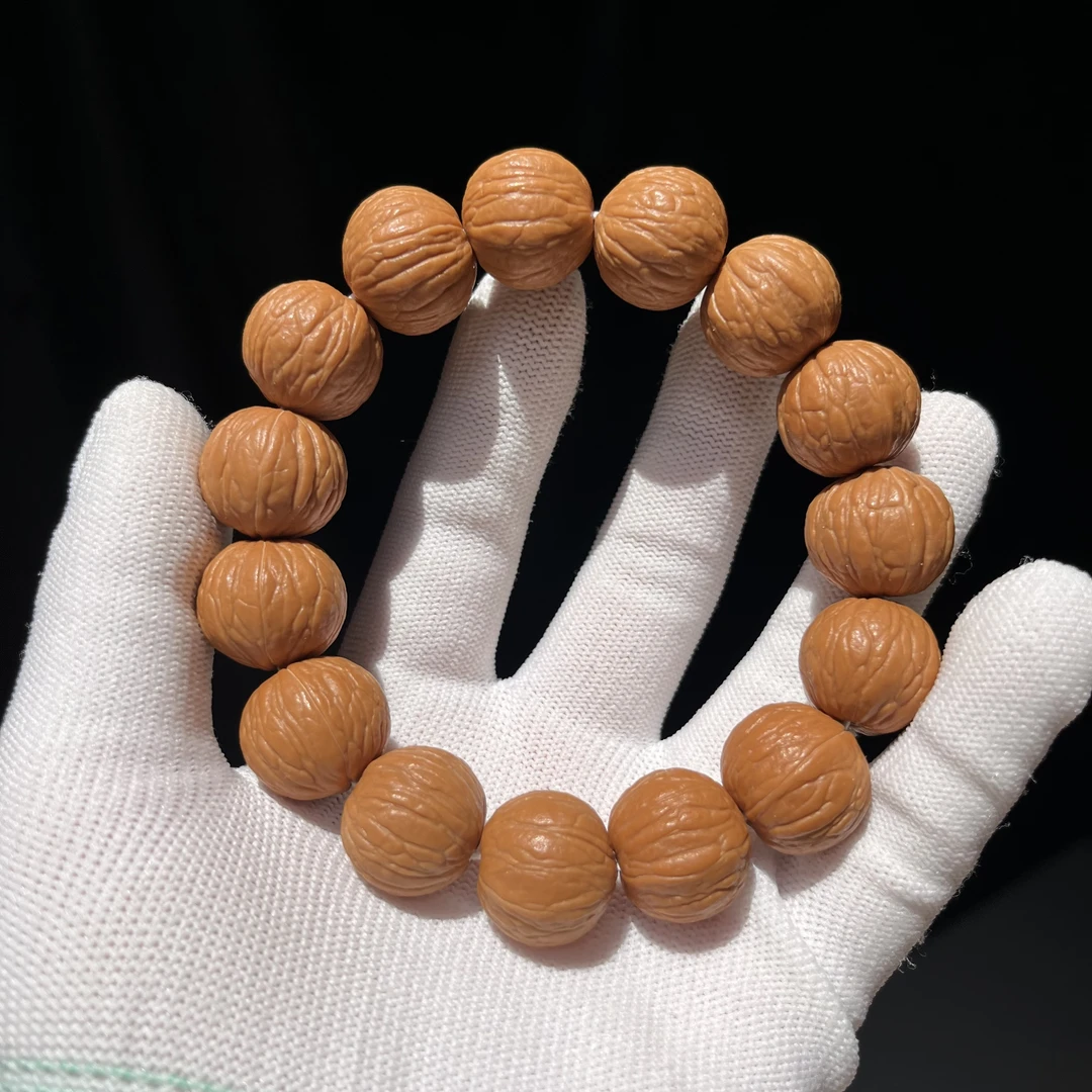 【海棠椿】聚宝盆手串老树猴头原皮正圆矮桩浅纹凹顶文玩盘玩