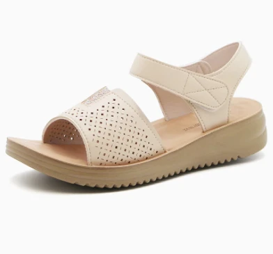 夏款1452简约平底魔术贴凉鞋