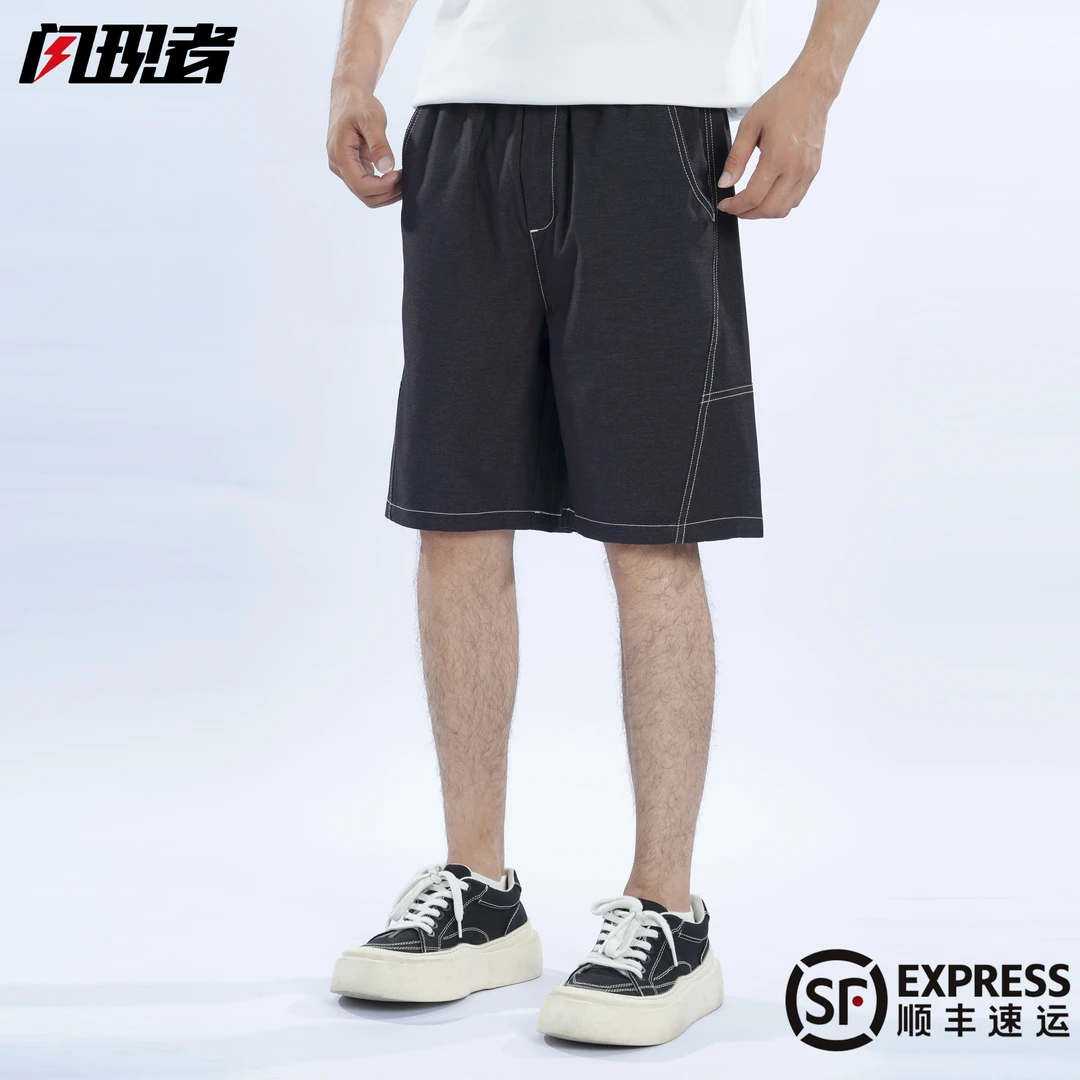 闪现者夏季新款百搭时尚潮流牛仔男女同款休闲短裤韩式休闲裤短裤