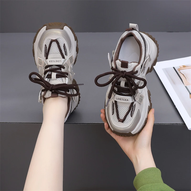 网面老爹鞋女2025新款春季鞋子女百搭网鞋透气跑步鞋休闲运动鞋