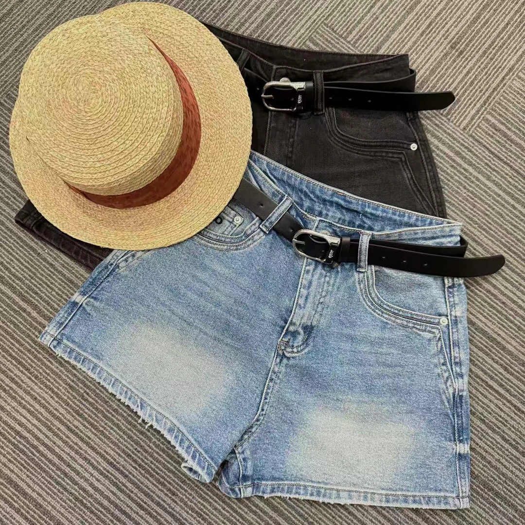 熙薇【雅韵流芳】2025夏季新款时尚休闲设计师牛仔短裤H2735