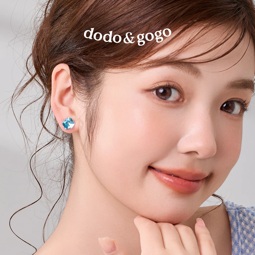 合金合成锆石耳饰 多彩方形耳钉简约几何彩锆2025爆款女轻奢耳环