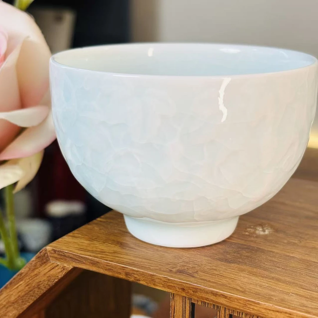 白结晶釉陶瓷品茗主人杯