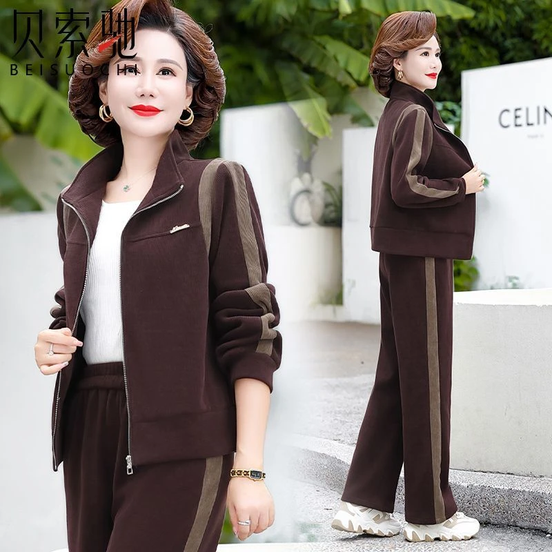 中老年套装春秋外套中年外套大码显瘦洋气气质