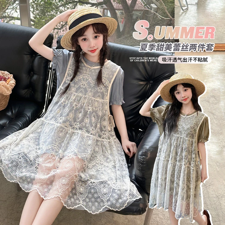 女童连衣裙夏季儿童裙子儿童中大童2025独特漂亮裙子女童裙子套装