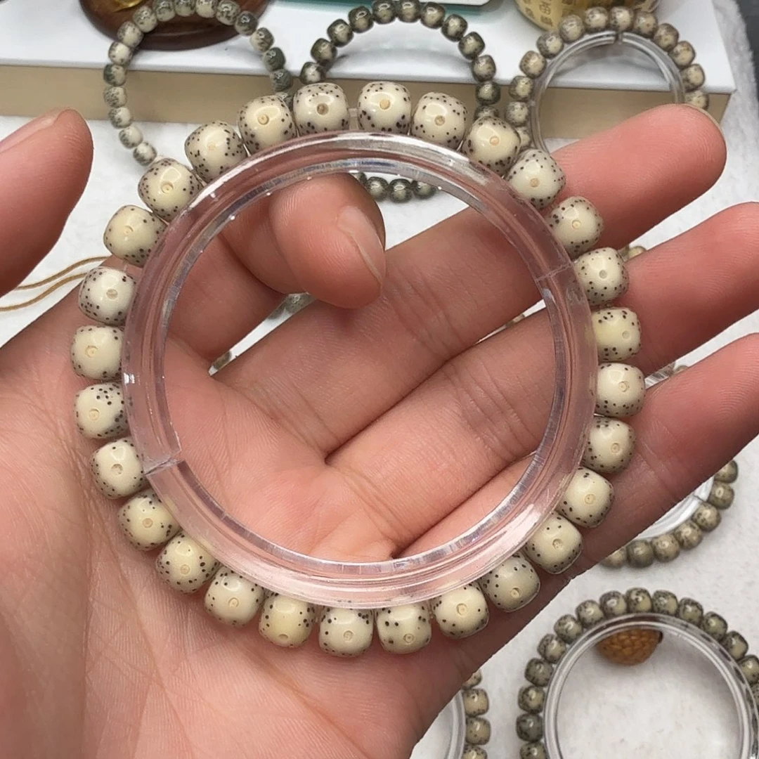 星月菩提手串骨瓷白大眼睛留白小细星单圈