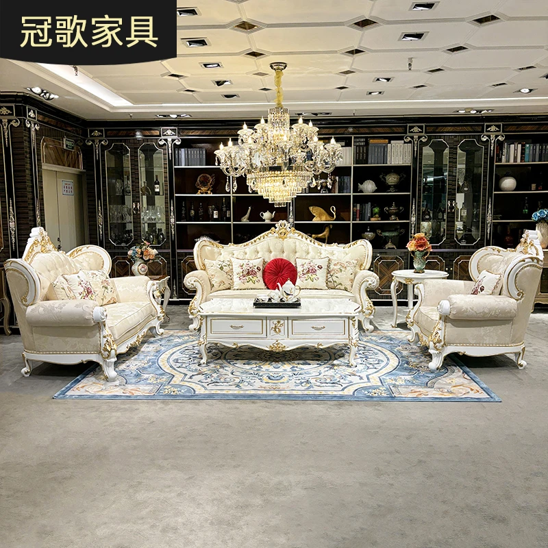 法式沙发 欧式布艺沙发 奢华宫廷别墅实木新古典绣花沙发123组合