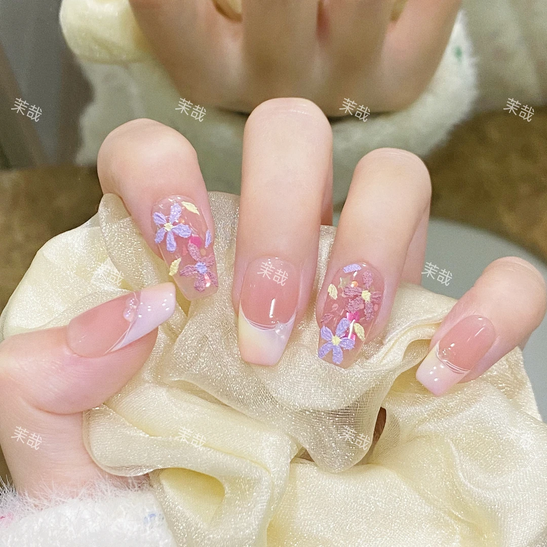 茉哉一珞【春日雏菊】纯手工定制美甲拆卸穿戴甲F0100