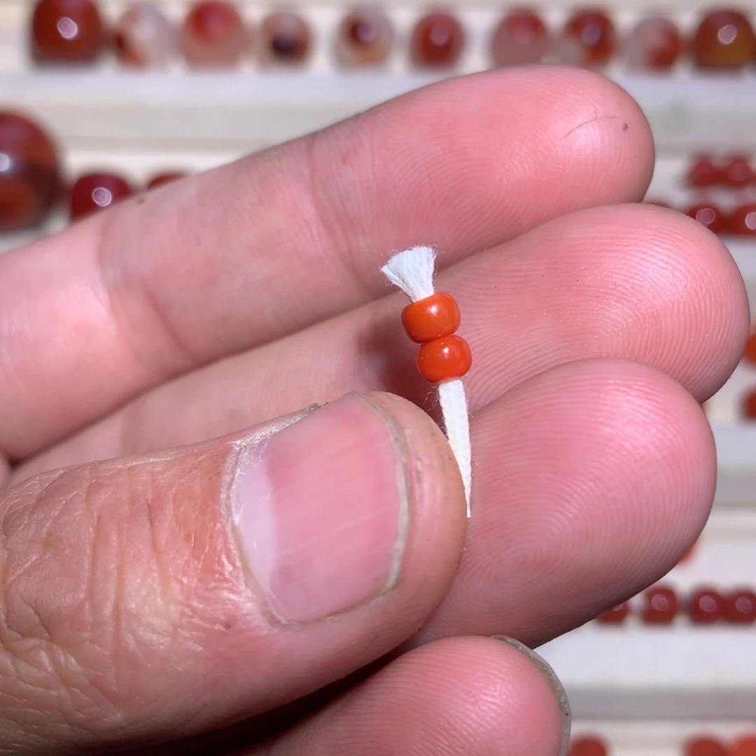 南红玛瑙未镶嵌4×3老型对珠