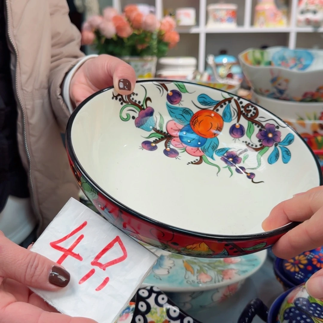 瓷8英寸红奥克深盘4只