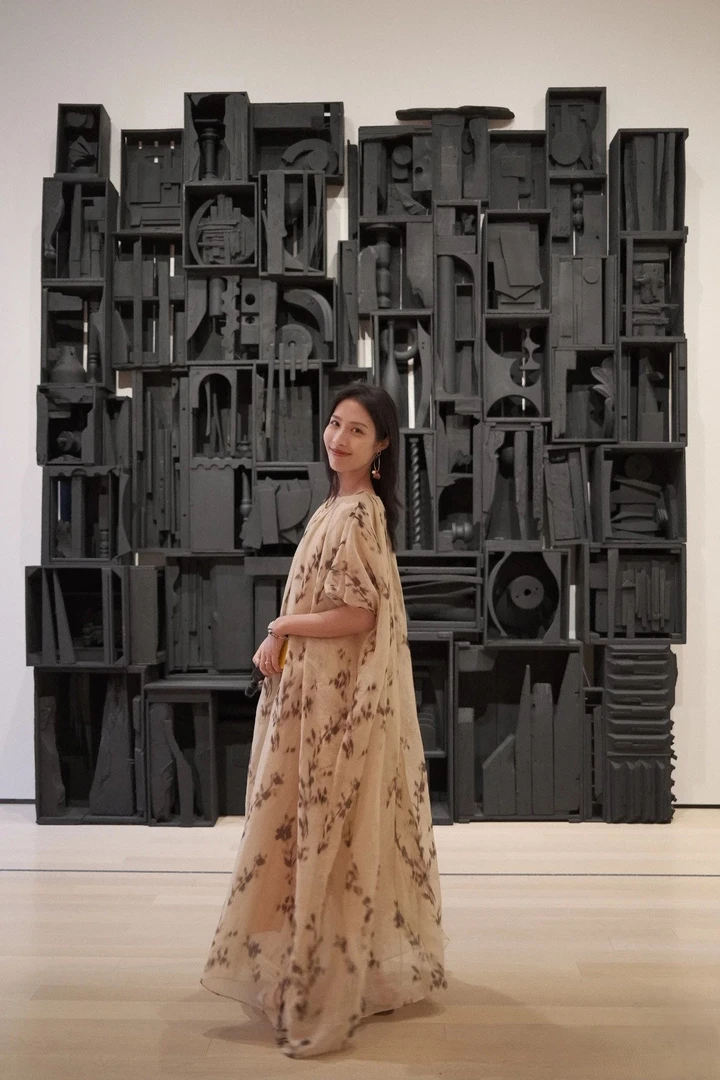 深圳南油花影系列宽松晕染苎麻显瘦复古气质飘逸连衣裙