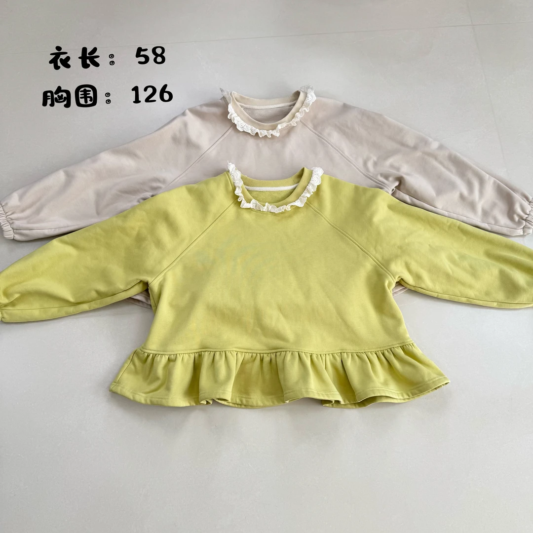 花小花自制花边领木耳边下摆加绒卫衣