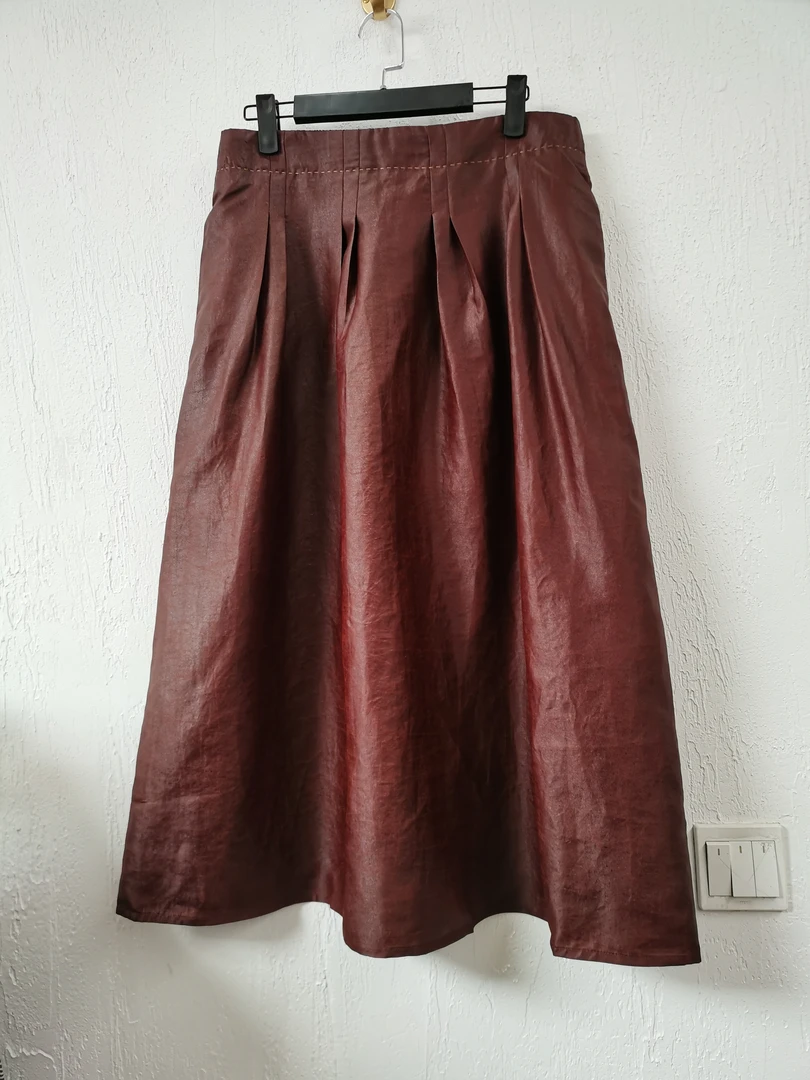 伊美香云纱玫2516桑蚕丝红油龟国风时尚气质款半身裙2025春季新款