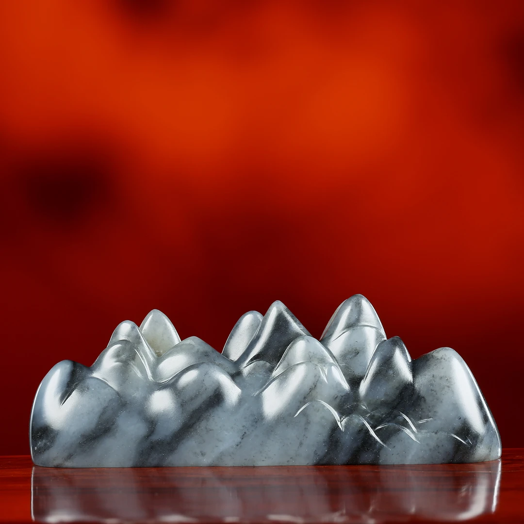 【竞拍】和田玉青花见山笔架雅玩 ZD0212-15